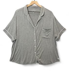 COZY EARTH Bamboo Stretch Knit Short Sleeve Pajama Top Grey Loungewear Women XL‎